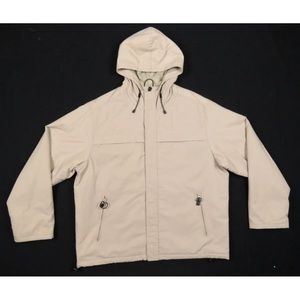 Eddie Bauer Outdoor Outfitters Tan Mens Hooded Full Zip Rain Wind Coat Jacket XL